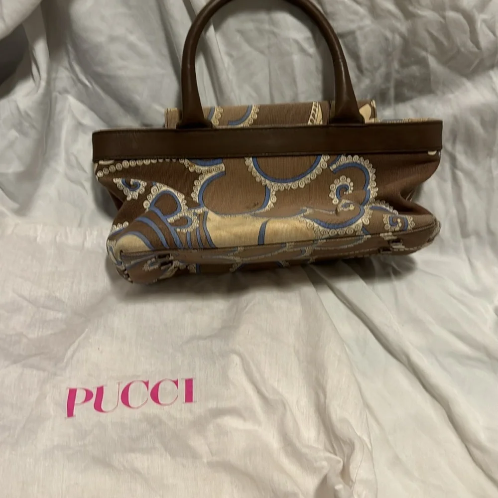 Vintage Pucci mini bag. Blue and brown print - Picture 6 of 11